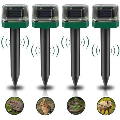 Répulsif Anti-Taupe Solaire LEIPING - 4x Picots Ultrasons Pour Jardin