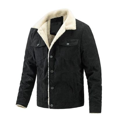 Veste Velours Cotele pour Homme Automne Hiver Doublure Veste Vintage Manches Longues Thermique Epaissir Decontracte Veste Noir Noir Cdiscount Pret a Porter