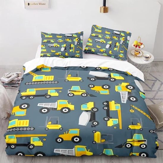 Housse De Couette Tracteur 135x200 Cm + 2 Taies 50x75 – Parure Enfant Microfibre Tracteurs Campagne, Doux & Imprimé HD