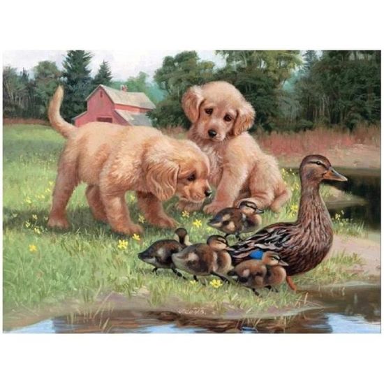 DIY 5D Peinture Diamant Kit Forage Complet Pour Adulte/Enfant Round Drill Chien Beagles Diamond Painting Cristal Strass Point De Croix Broderie Diamant Pour La Maison Décoration Murale Cadeau 50x65cm