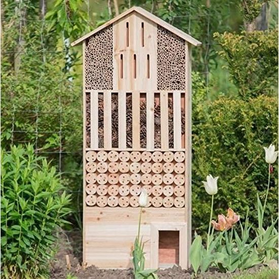 Relaxdays Hôtel à Insectes XXL En Bois – Abri Abeilles, Papillons, Coccinelles + Nichoir Hérisson – 118 X 57 X 24 Cm – Jardin Balcon Éco