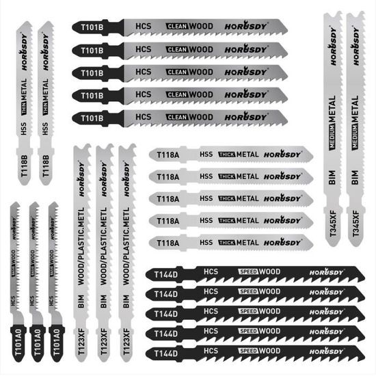 Lot De 25 Lames De Scie Sauteuse – Acier CR-V Et HSS, Tige En T – Pour Bois, Plastique, Métal (étui De Rangement Inclus) - 9