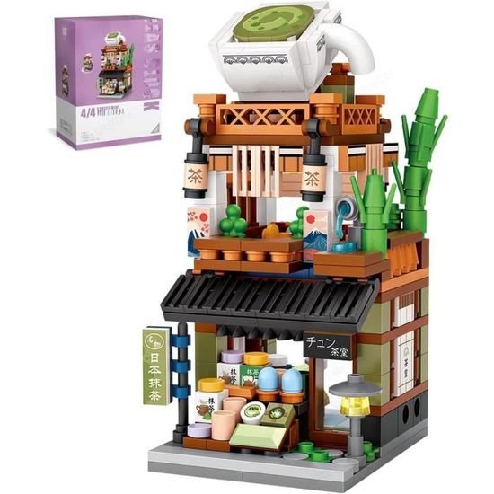 Lumibricks Ensemble de construction de maison en bambou avec lumières – 2432 pièces rétro chinoise cabane et cabane dans les arbres avec érable, étang Koi et effets LED pour adultes et collectionneurs