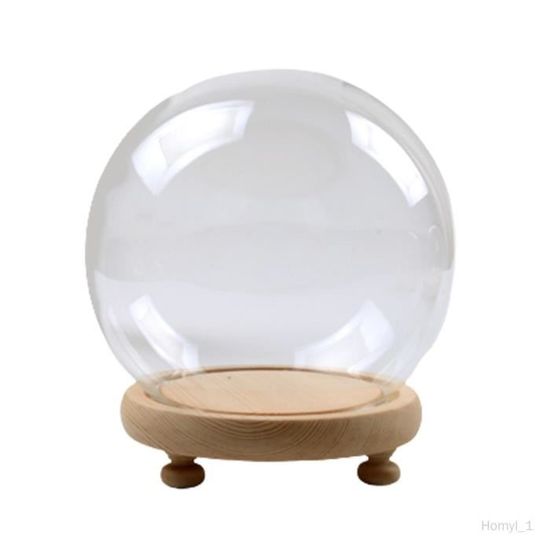 Dôme Cloche En Verre Avec Base Bois - Vitrine Déco 12cm Pour Maison Poupée & Terrarium
