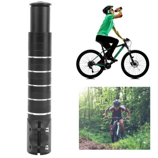 Rehausseur De Potence Vélo En Alliage Alu - 28,6 Mm, Noir, Réglable Jusqu'à 100 Mm, Pour VTT/route
