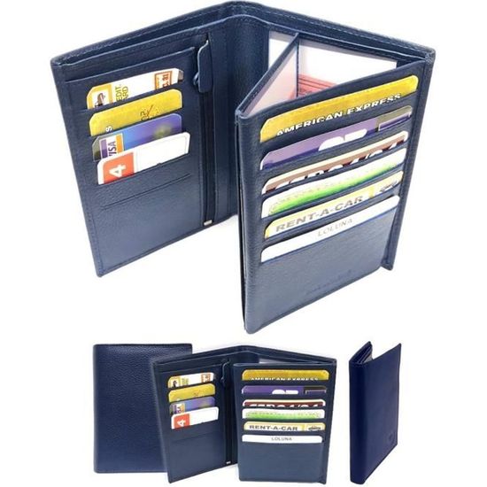 Portefeuille Mini En Cuir Vachette LOLUNA - Format Ultra Compact Pour 10 Cartes, Billets Et Monnaie - Idée Cadeau Homme Femme