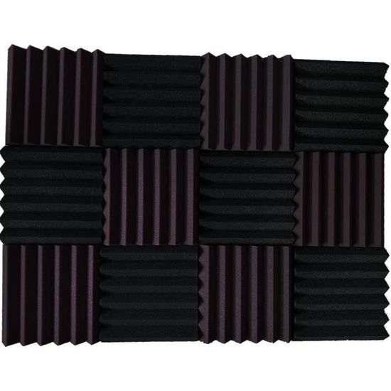 Lot de 12 plaques acoustiques carrées autocollantes - Isolation