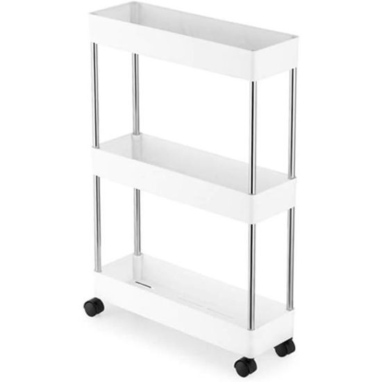 Chariot De Service 4 Niveaux Sur Roulettes - Desserte Multifonctionnelle Pour Cuisine, Salle De Bain, Buanderie Et Bureau - Noir Ou Blanc