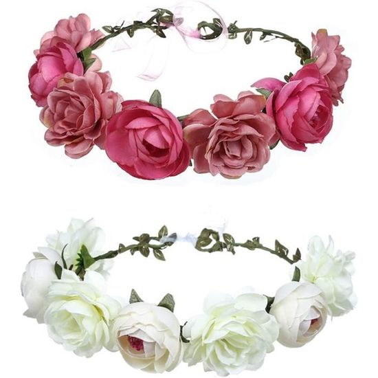 Couronne De Fleurs Wohlstand Bandeaux Cheveux Vignes,Mariage Floral Bandeau 35.5 * 1.5cm,serre- Tête De Vigne,Femmes Fleur Bandeau Avec Ruban, Couronne De Mariage Guirlandes Couronne Couronne Florale Accessoire Mariage - 11