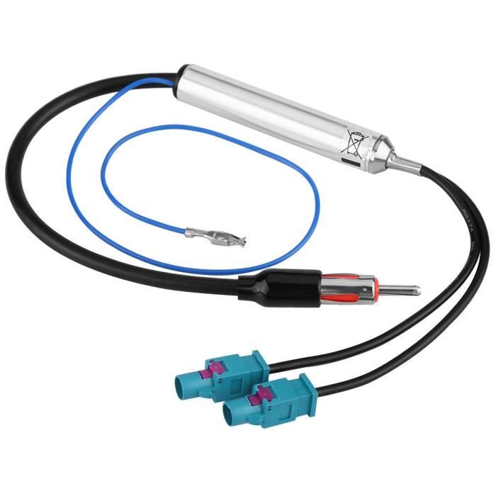 Autoradio Stéréo Adaptateur d'antenne double câble Fakra à mâle Din VW Audi Skoda Amplificateur de signal pour unité centrale