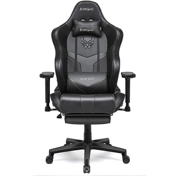 Kirogi Chaise Gaming, Ergonomique Fauteuil Gamer 200kg, Chaise Gamer avec Repose Pied, Fauteuil Gaming avec Support Lombaire, Chaise