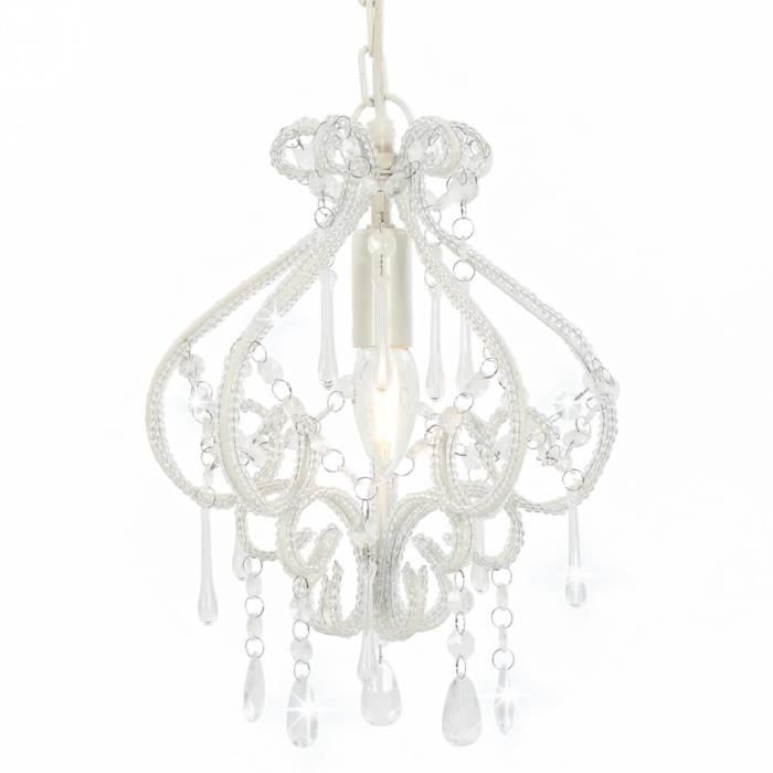 Plafonnier avec perles Blanc Rond E14 -PAI