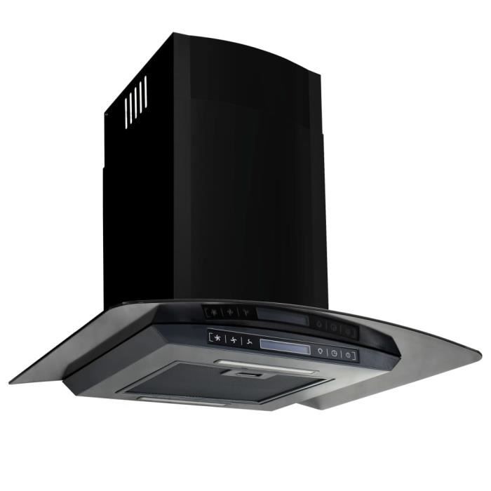 Hotte murale Hotte aspirante Acier inoxydable 756 m3-h 60 cm Noir