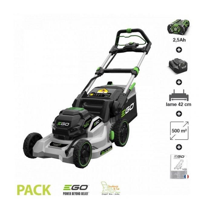 Tondeuse électrique tractée à batterie EGO Power+ coupe 42 cm pack batterie chargeur - LM1701E-SP