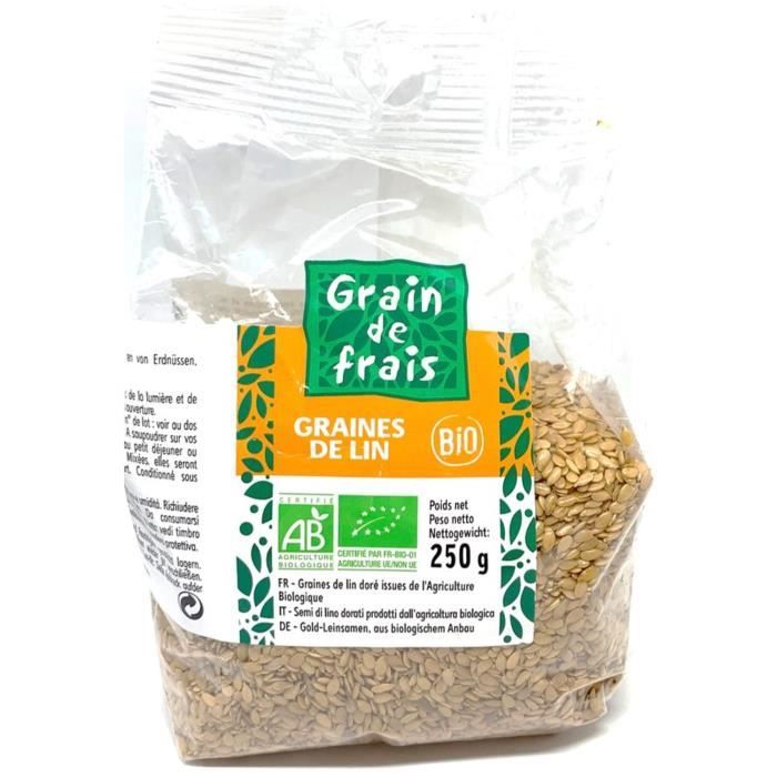 Graines de lin BIO - Grain de Frais - paquet 250g