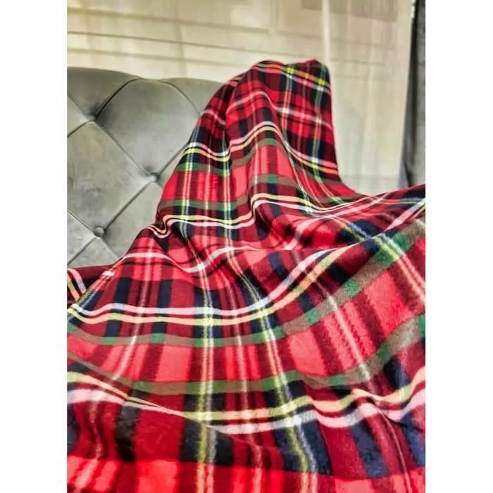 Plaid polaire Tartan à carreaux rouges