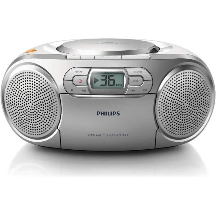 Philips AZ127/12 Lecteur CD Portable,CD Player Portable (Amplification Dynamique des Basses, Radio FM,Platine Cassette,Entrée Audio)
