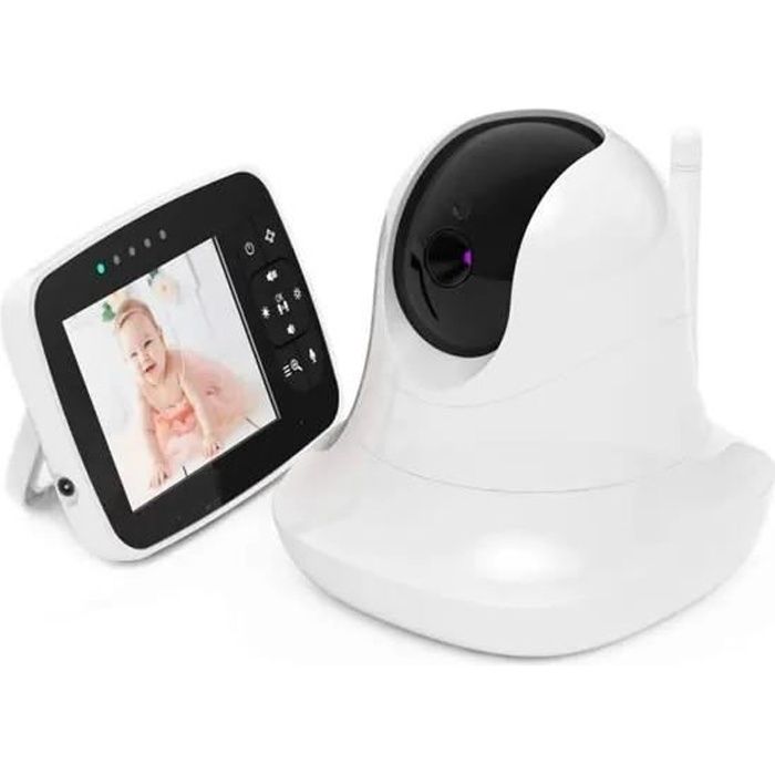 Video CACAGOO Moniteur Bébé sans Fil avec Rotation 360°, Zoom Panoramique à Distance Caméra 1080p, 3.5- LCD Couleur