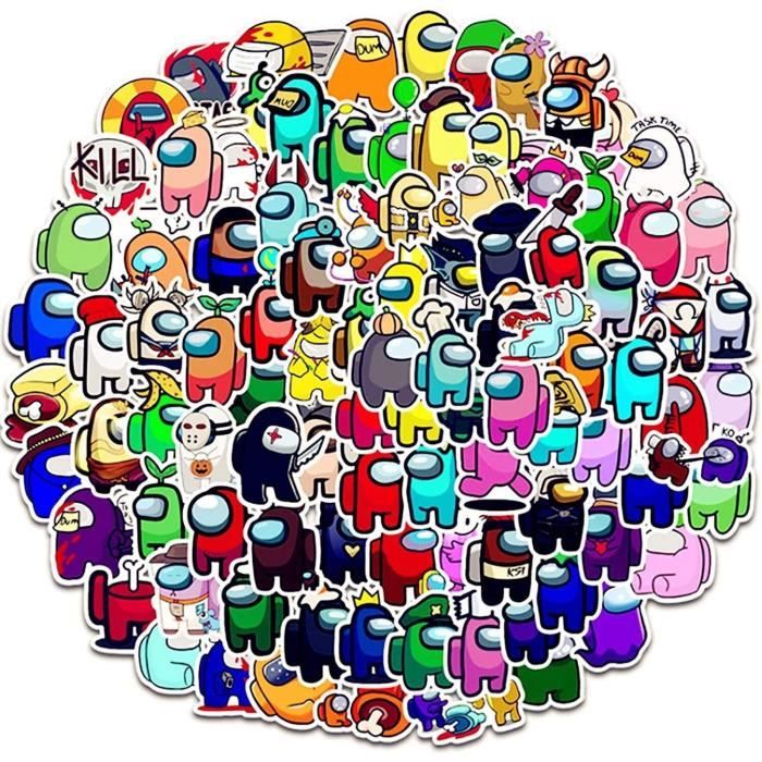 100PCS Among Us Autocollant, Imperméables PVC Autocollants pour Voitures Moto vélo Planche à roulettes Ordinateur Bagages Skateboard