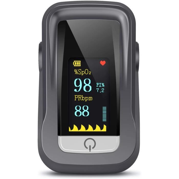 Oxymètre de Doigt, Oxymètre de Pouls Professionnel Saturomètre Portable avec Moniteur de Fréquence Cardiaque pour Mesurer SpO2, PR,
