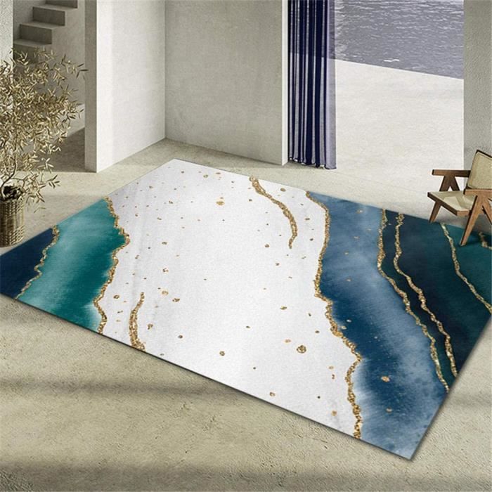 TAPIS DE JARDIN Deco de Jardin Exterieur Decoration Salon Tapis de Salon de Chambre à Coucher rectangulaire Blanc Bleu Ve137