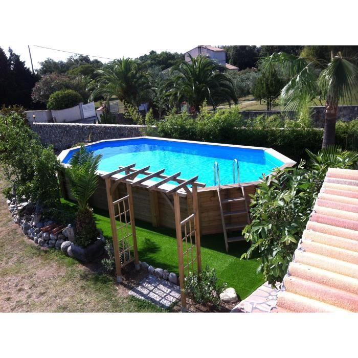 UBBINK Piscine bois Azura 400x750 H130cm - Liner Bleu - Hors sol, semi enterrée ou enterrée - Garantie 15 ans