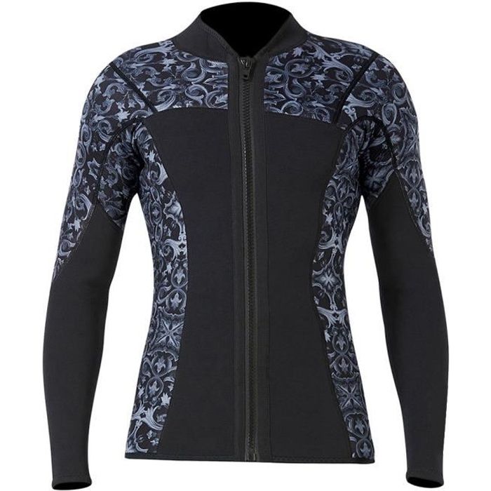 Qiilu Veste de surf Combinaison de surf à manches longues en néoprène anti-UV 3MM pour la plongée sous-marine(Homme gris M)