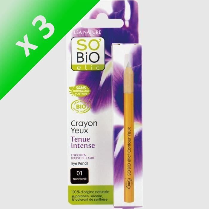SO'BiO ETIC Crayon yeux Tenue intense - Noir intense (Lot de 3)