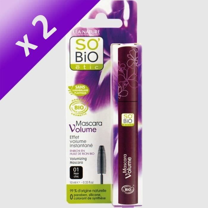 SO'BiO ETIC Mascara volume - Noir chic - 10 ml (Lot de 2)