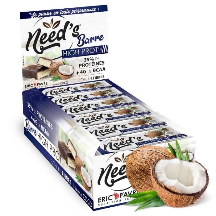 Eric Favre - Barres Protéinées Need's High Protein - Proteines - Noix de coco - Display de 20 unités