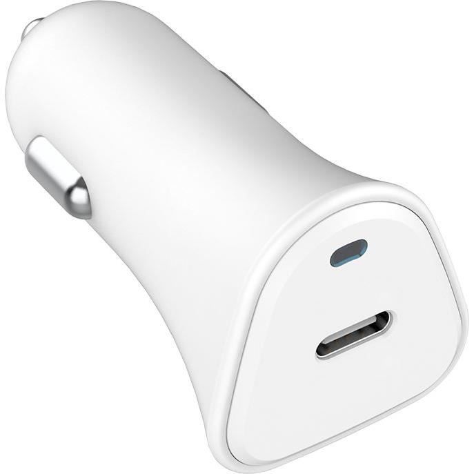JUST GREEN - Chargeur voiture double - Recyclable - USB-C PD - 25W - Power Delivery - Blanc