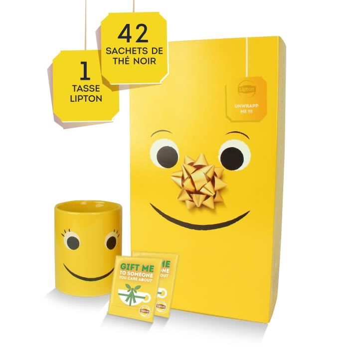 LIPTON Thé Yellow Label Coffret Cadeau Lipton avec tasse, 42 sachets +1 mug collector