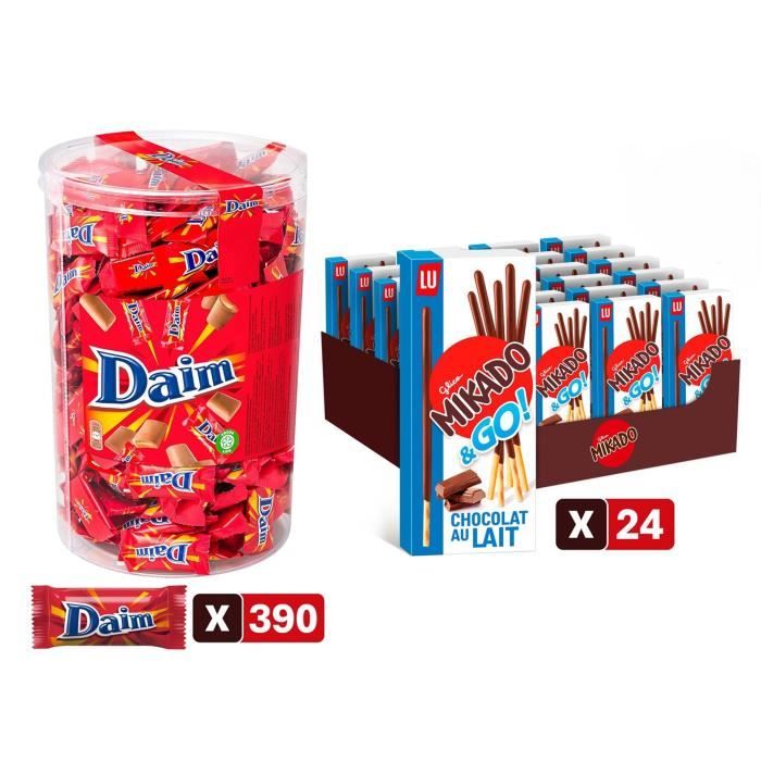 Daim Bonbons (390 unités) & Mikado Pocket (24 paquets) - Box serie film - Éclats de Caramel - Format Pocket