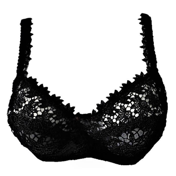 Soutien gorge noir 90B dentelle fleurie avec armatures , lingerie femme