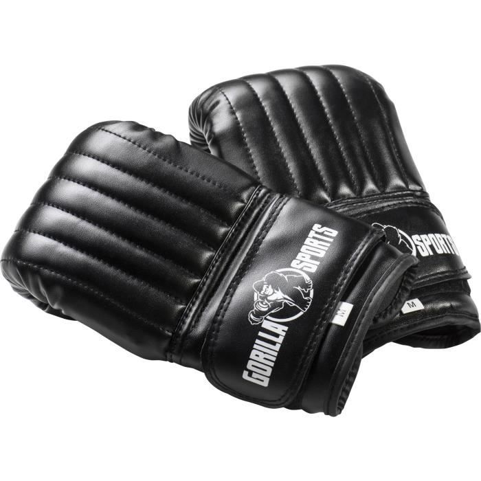 Gorilla Sports - Gants de boxe fins noir haute qualité pour entrainement - S