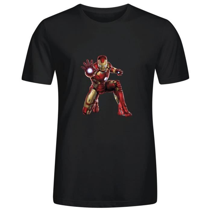 Homme Unique Personnalisé Coton T shirt Marvel Super Hero Iron Man men's Round neck T shirt Accrocheur Tee Shirt Tops pour