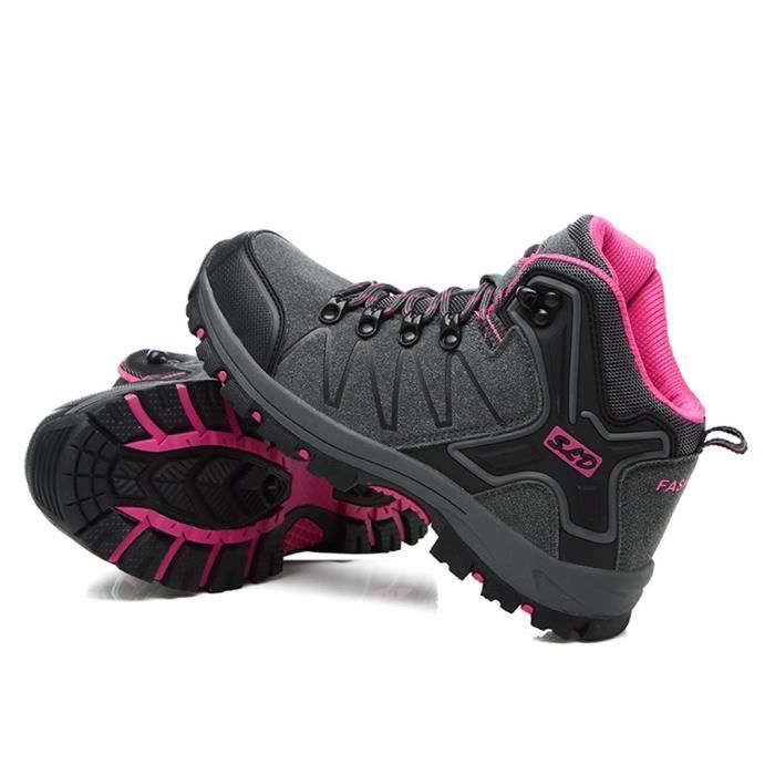 Chaussures de randonnée en plein air pour femmes Chaussures de sport antidérapantes Couple Baskets à la mode Gris
