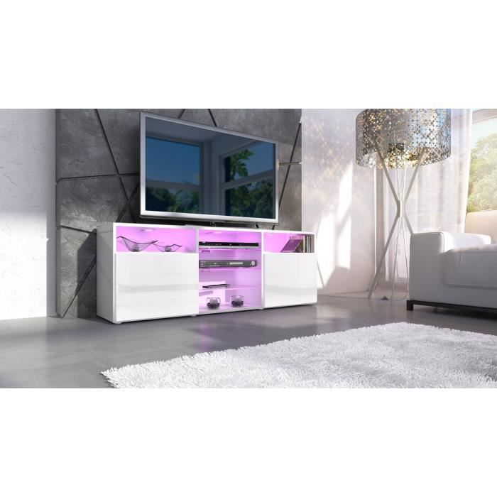 meuble design tv blanc avec led