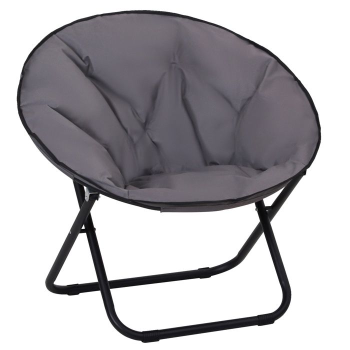 Fauteuil rond de jardin fauteuil lune papasan pliable grand confort 80L x 80l x 75H cm grand coussin fourni oxford gris 80x80x75cm
