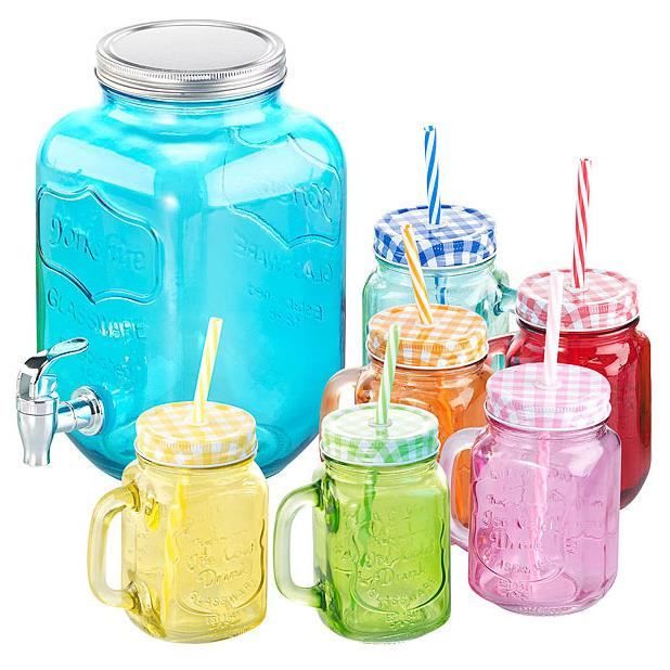 Service rétro 7 pièces avec distributeur de boisson et 6 verres