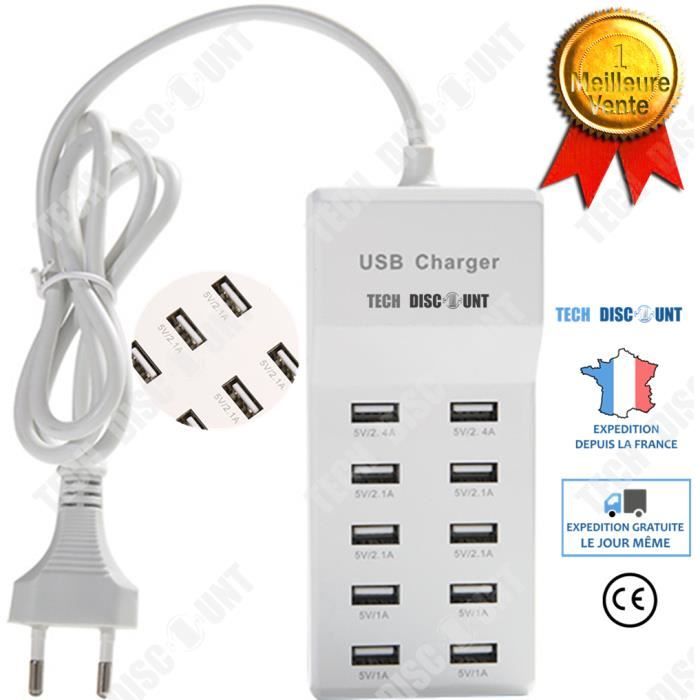 TD® Adaptateur multi ports USB C secteur Universel Iphone Apple 7 8 samsung Chargeur s8 s9 s7 embout téléphone prise multiple portab