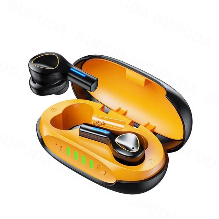 Yellow -Écouteurs Bluetooth TWS,oreillettes de sport sans fil,avec Microphones,HiFi,stéréo,étanches,pour téléphone intelligent