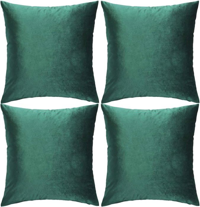 Lot de 4 Housses de Coussins en Velours Décoratif Canapé Taie doreiller Doux Decoration Maison Salon Chambre 45X45CMVert Foncé