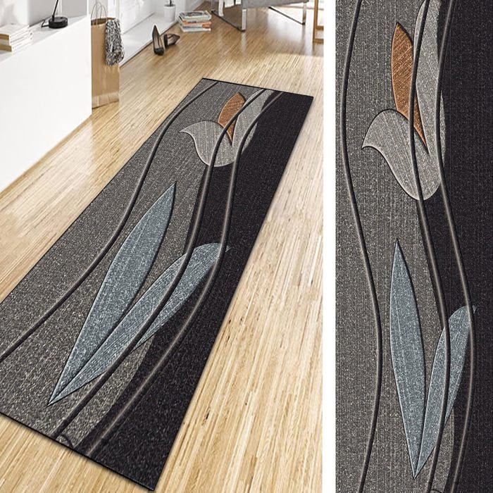 Tapis De Passage Grek Inca – 68 Cm De Large, Vendu Au Mètre – Gris, Antidérapant – Pour Couloir, Entrée, Magasin