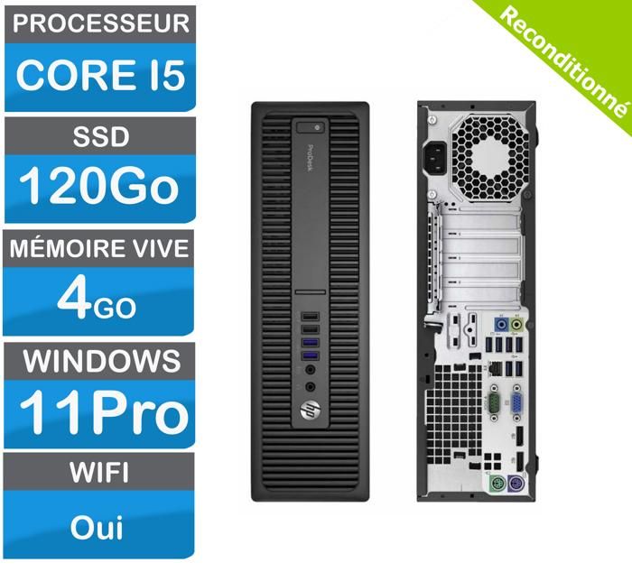 HP Prodesk 600 G1 SFF i5-4570 – 4Go SSD 120Go Windows 11 Pro – WIFI – Unité centrale Windows 11