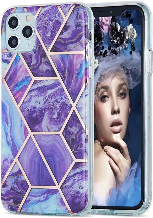 Coque Hybride Antichoc Pour IPhone 11 à 15 Pro Max - Design Marbré Peint - Neuf
