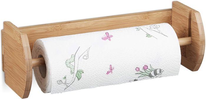 2 Porte-rouleaux De Papier Essuie-tout Muraux En Bois - Installation Par Vis, Gain De Place, Naturel - 4