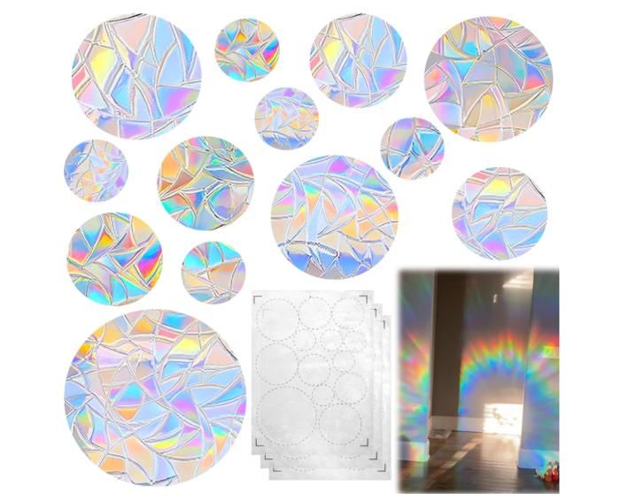 HOOWA Stickers Fenetre Arc En Ciel, 36 PCS Stickers Anti Collision Oiseaux Electrostatique, Suncatcher Sticker PVC Autocollants Décoratifs Pour Portes Et Fenêtres En Verre