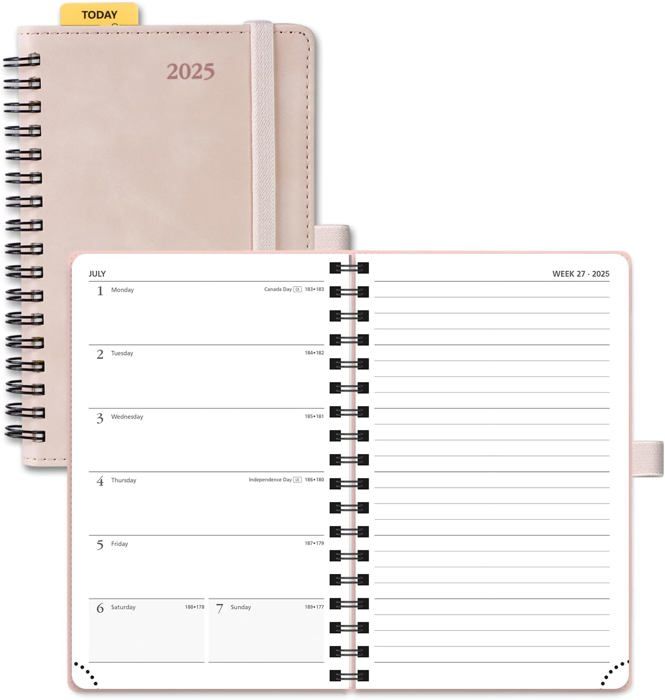 Agenda Semainier 2025 - Format Poche 9x18 Cm | Couverture Gomme Expansée Motif Tropical