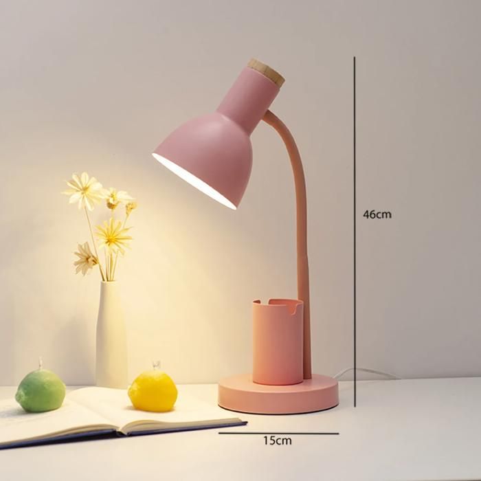 LAMPE A POSER-Lampe de bureau avec porte-stylo art à la mode lampe LED simple protection des yeux lecture rose